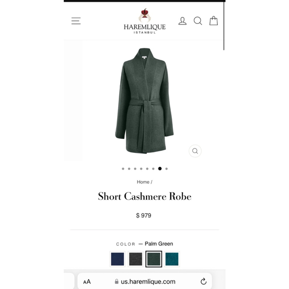 Women's HAREMLIQUE Cashmere Long Cardigan or Short Robe S Green